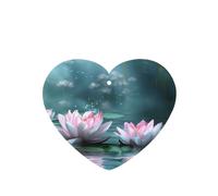 Phayah 6pcs Two Pink Lotus Blossoms Pattern Lavender Scent Car Air Fresheners Heart Shape Hanging Fragrance Tablet Closet Shoe Closet Fragrance