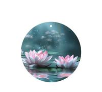 Phayah 6pcs Two Pink Lotus Blossoms Pattern Lavender Scent Car Air Fresheners Round Shape Hanging Fragrance Tablet Closet Shoe Closet Fragrance