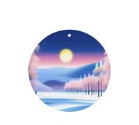 Phayah 6pcs Winter Solstice Landscape Pattern Lavender Scent Car Air Fresheners Round Shape Hanging Fragrance Tablet Closet Shoe Closet Fragrance