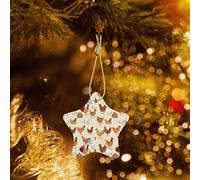 Phayah A Brood Of Chickens Pattern Ceramic Star-Shaped Christmas Tree Ornaments, Family New Year Home Souvenirs For Gatherings