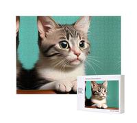 Phayah A Curious Cat Puzzles 500 Piece for Jigsaw Puzzle Wooden Puzzle for Family Friend Home Decor Wall Art 20.4 X 15 in