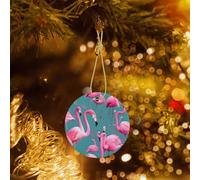 Phayah A Flock Of Flamingos Pattern Christmas Tree Decoration Round Ceramics Ornaments Suitable For New Year Home For Gatherings