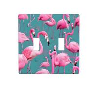 Phayah A Flock of Flamingos Pattern Double Toggle Light Switch Plates Outlet Covers Decorative for Bathroom Bedroom Kitchen 4.5 X 4.5 Inch