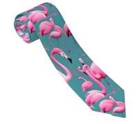 PHAYAH A Flock Of Flamingos Printed Tie, Men'S Silk Tie, Best Man Suit Tie For Business And Wedding Adjustable Tie, Black, One Size