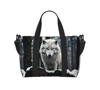 Phayah A Lone Wolf Travel Duffle Bag Weekender Overnight Gym Tote for Women Girls Shoulder Bag Workout Water Resistant