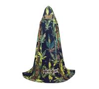 PHAYAH A Puff In Time Weed Leaves Pattern Adult Hooded Cloak For Masquerade Cosplay Halloween Witch Cloak Christmas Party Robe M