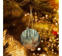 Phayah A Sika Deer. Pattern Christmas Tree Decoration Round Ceramics Ornaments Suitable For New Year Home For Gatherings