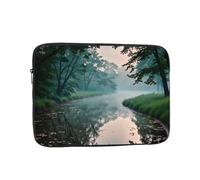 PHAYAH A Small River Patterned Laptop Sleeve Bag, Shockproof Slim Laptop Bag Briefcase Carrying Laptop Cover, Black, 13 inch