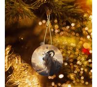 Phayah A Sturdy Goat. Pattern Christmas Tree Decoration Round Ceramics Ornaments Suitable For New Year Home For Gatherings