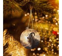 Phayah A Sturdy Goat. Pattern Christmas Tree Decoration Round Ceramics Ornaments Suitable For New Year Home For Gatherings