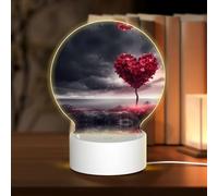 PHAYAH A Tree of Love Pattern Round Acrylic Night Light Adult Baby Room Light White Light Warm Light Warm White Light