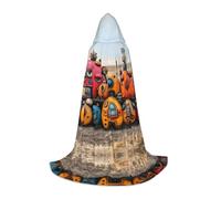 PHAYAH Abandoned Magic House Pattern Halloween Witch Witchcraft Hooded Robe Cape Christmas Hoodie Cosplay Masquerade Party Dress Gift Costume M
