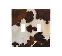 Phayah Abstract Cow Skin Pattern Wall Plate Outlet Cover Double Toggle Light Switch Cover Size 4.5x4.5 in for Residential and Commercial Areas