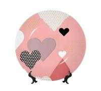 PHAYAH Abstract Love Chart Pattern Bone Porcelain Decorative Plate Durable Smooth And Perfect Decoration For Home, Office And Coffee Shop 7in