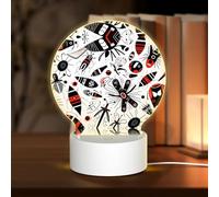 PHAYAH Abstract Stroke Pattern Night Light Round Led Ligh Base with USB Cable Adjustable 3 Colors for Adults Child Room Bedroom