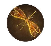 PHAYAH Abstract Yellow Dragonfly Pattern Round Mouse Pad Waterproof Non-Slip Rubber Base Desktop Protection Mat Diameter 7.9 Inches