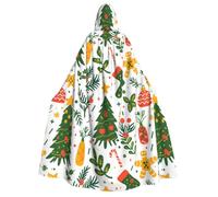 PHAYAH Adult Hooded Cloak Halloween Witch Witchcraft Robe Cape | Colorful Fir Tree Wreath Pattern Hooded Poncho For Masquerade Cosplay Witch Cloak Christmas Party Robe