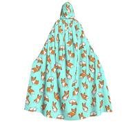 PHAYAH Adult Hooded Cloak Halloween Witch Witchcraft Robe Cape | Corgi Cute Dog Pattern Hooded Poncho For Masquerade Cosplay Witch Cloak Christmas Party Robe