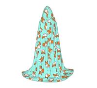 PHAYAH Adult Hooded Cloak Halloween Witch Witchcraft Robe Cape | Corgi Cute Dog Pattern Hooded Poncho For Masquerade Cosplay Witch Cloak Christmas Party Robe