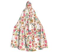 PHAYAH Adult Hooded Cloak Halloween Witch Witchcraft Robe Cape | Corgi Floral Flowers Spring Garden Pattern Hooded Poncho For Masquerade Cosplay Witch Cloak Christmas Party Robe