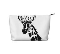 PHAYAH Aerial View Of The Beach Patterned Cosmetic Bag Portable Large Capacity Cosmetic Bag Corduroy Zipper Toiletry Bag Travel Bag, Black And White Giraffe, One Size