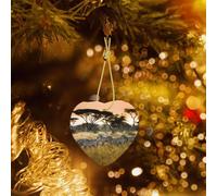 Phayah Africa Grassland Zebra Pattern Ceramic Ornament Christmas Holidays Heart Shaped Porcelain Christmas Tree Hanging