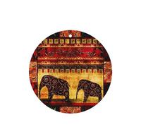 Phayah African Elephant Patchwork Pattern Lavender Scent Car Air Freshener Round Shape Card Hanging Hanging Scented Card 4 Pcs For Cars Closet Drawer Eliminate