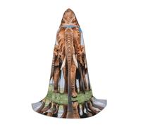 PHAYAH African Elephant Pattern Halloween Witch Witchcraft Hooded Robe Cape Christmas Hoodie Cosplay Masquerade Party Dress Gift Costume S