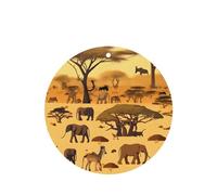 Phayah African Grassland Animals Pattern Lavender Scent Car Aroma Round Shape Hanging Fragrance Tablet Car Interior Fragrance Freshener 6p