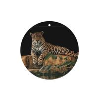 Phayah African Leopard On Rock Pattern Lavender Scent Car Air Freshener Round Shape Card Hanging Hanging Scented Card 4 Pcs For Cars Closet Shoe