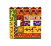 Phayah African National Patterns Pattern Wall Plate Outlet Cover Double Toggle Light Switch Cover Size 4.5x4.5 in for Residential and Commercial Areas