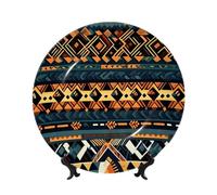 PHAYAH African Tribal Ethnic Texture Pattern Bone Porcelain Decorative Plate Durable Smooth And Perfect Decoration For Home, Office And Coffee Shop 8in