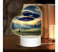 PHAYAH Airship Landing Pattern Heart Shape Decorative Night Lights with USB Plug in Table Lamp with 3 Light Modes Adjustable for Bedroom Living Room Cafe