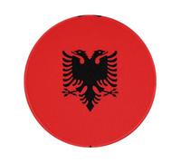 PHAYAH Albanian Flag Pattern Round Mouse Pad For Desk Wireless Mouse Laptop Gaming Computer Travel Work Office Supplies 7.9 X 7.9 In