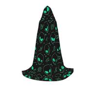 PHAYAH Aliens Pattern Adult Hooded Cloak For Masquerade Cosplay Halloween Witch Cloak Christmas Party Robe S