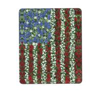 Phayah America Patriotic Flower Pattern Mouse Pad with Anti-Fray Stitching with Non-Slip Rubber Base, Gaming Mouse Mat for Laptop, Office & Home 8.3 X 10.3 in