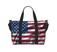 Phayah American Flag Travel Duffle Bag Weekender Overnight Gym Tote For Women Girls Shoulder Bag Workout Water Resistant, Black, One Size