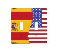 Phayah American Spain Flag Pattern Light Switch Cover Decorative Double Toggle Wall Plate Outlet Cover for Bedroom Living Room 4.5 X 4.5 in
