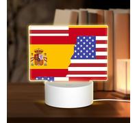 PHAYAH American Spain Flag Pattern Night Light Rectangle Led Ligh Base with USB Cable Adjustable 3 Colors for Adults Child Room Bedroom