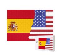 Phayah American Spain Flag Puzzles 300 Piece for Jigsaw Puzzle Wooden Puzzle for Family Friend Home Decor Wall Art 15.7 X 11in