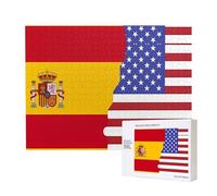 Phayah American Spain Flag Puzzles 500 Piece for Jigsaw Puzzle Wooden Puzzle for Family Friend Home Decor Wall Art 20.4 X 15 in