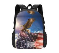 PHAYAH American Usa Flag Eagle Art Pattern Casual Shoulders Classical Basic Travel Backpack Travel And Outdoor Activities Resistant