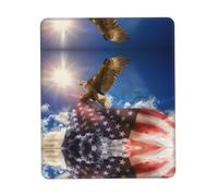 Phayah American USA Flag Eagle Art Pattern Mouse Pad with Anti-Fray Stitching with Non-Slip Rubber Base, Gaming Mouse Mat for Laptop, Office & Home 7 X 8.6 in