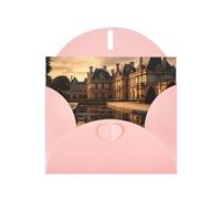PHAYAH Ancient Building Complex Pattern Holiday Cards (10 Pieces) With Pink Envelopes, Suitable For Wedding Anniversaries And Party Invitations