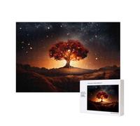 Phayah Ancient Tree in The Night Sky Pattern Puzzle Unique Jigsaw Wall Art Picture for Home Decoration 300 Pcs