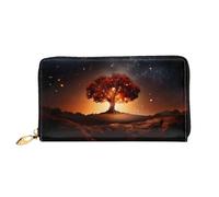 PHAYAH Ancient Tree In The Night Sky Pattern Women'S Wallet Long Clutch Zip Around Travel Leather Purse Large Capacity Credit Card Holder