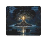 PHAYAH Ancient Tree of Wisdom Pattern Mouse Pad Waterproof Surface & Non-Slip Rubber Base with Stitched Edges Gaming Mouse Mat for Laptop 10 X 12 Inch