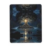 PHAYAH Ancient Tree of Wisdom Pattern Mouse Pad Waterproof Surface & Non-Slip Rubber Base with Stitched Edges Gaming Mouse Mat for Laptop 8.3 X 10.3 in