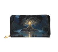 PHAYAH Ancient Tree Of Wisdom Pattern Women'S Wallet Long Clutch Zip Around Travel Leather Purse Large Capacity Credit Card Holder
