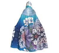 PHAYAH Anemone In The Holy Long Hooded Cloak Polyester Cape Witch Halloween Costumes For Cosplay Costume Women Men